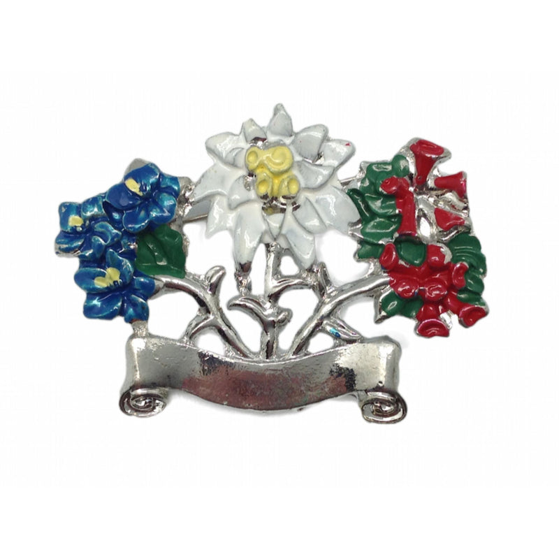 German Hat Lapel Pin: Alpine Flowers and Boot
