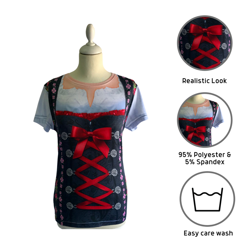 Euro Themed Costume Dirndl Realistic Faux Edelweiss Shirt