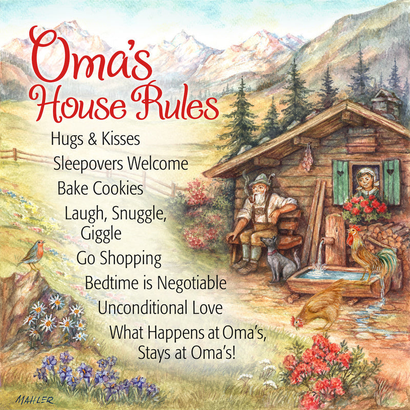 "Oma's House Rules" Ceramic Wall Tile - 1 - OktoberfestHaus.com