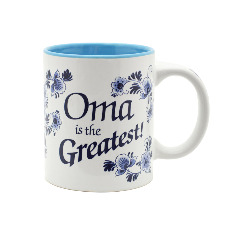 "Oma is the Greatest" German Blue Ceramic Coffee Mug - OktoberfestHaus.com
