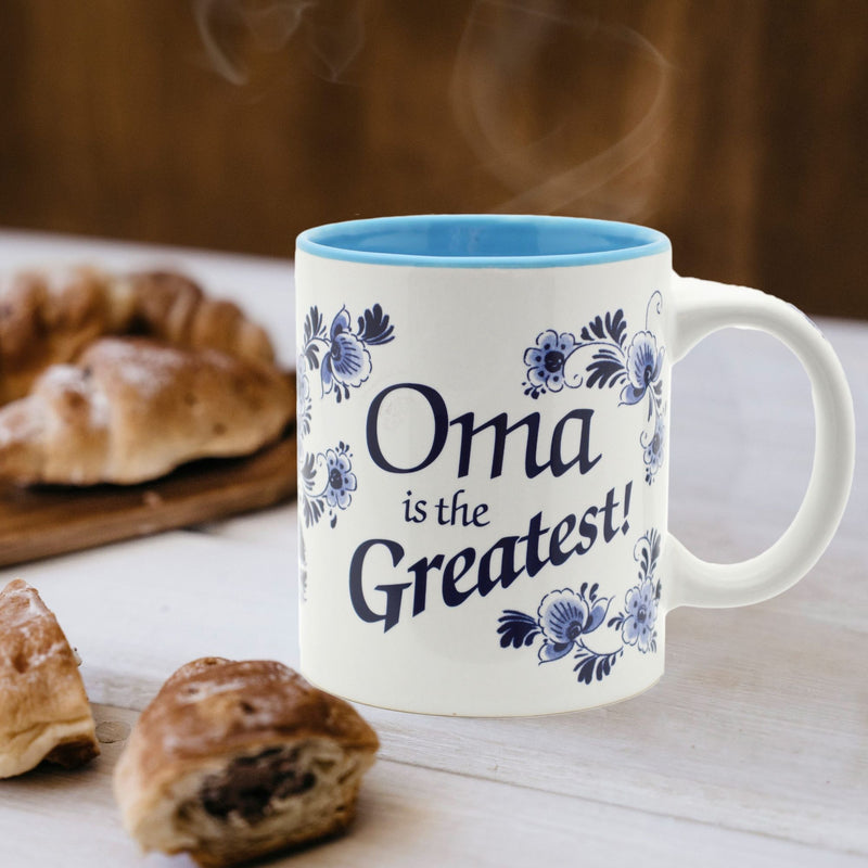 "Oma is the Greatest" - Blue Ceramic Coffee Mug