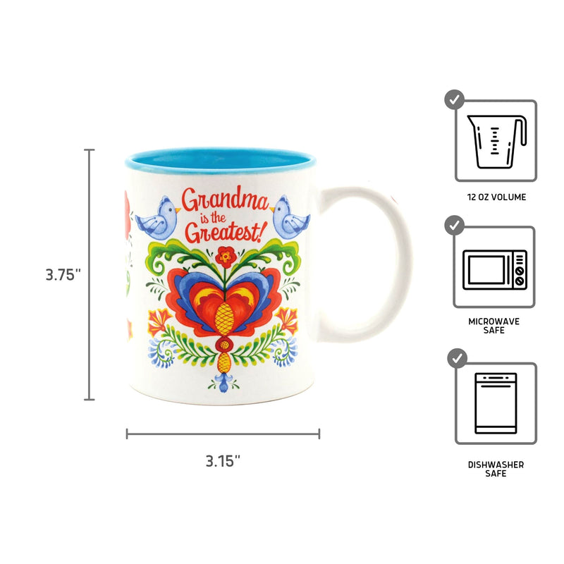 "Grandma is the Greatest" - Bird Design Ceramic Coffee Mug