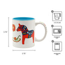 Red & Blue Dala Horse Ceramic Coffee Cup
