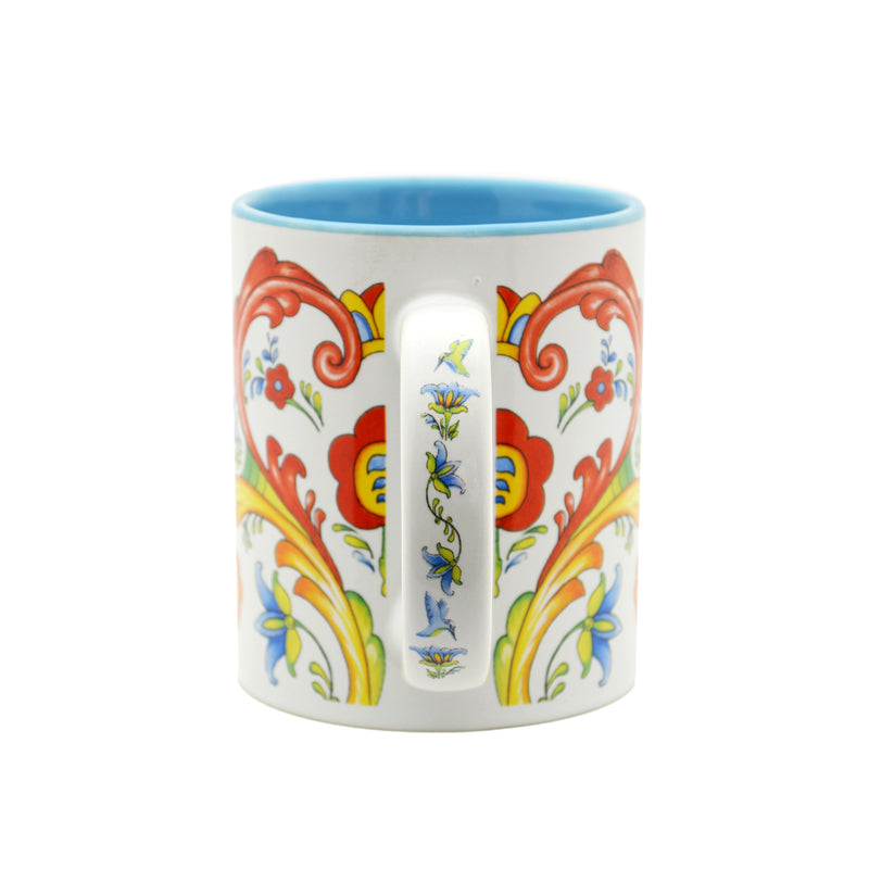 Rosemaling & Hummingbird Ceramic Coffee Mug - 2 - OktoberfestHaus.com