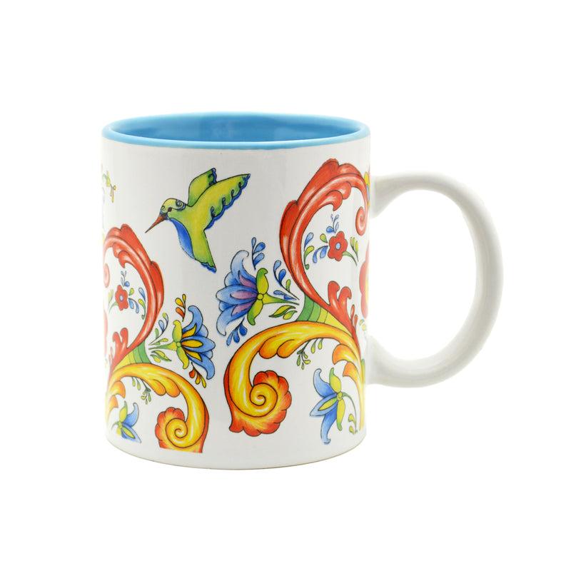 Rosemaling & Hummingbird Ceramic Coffee Mug - 1 - OktoberfestHaus.com