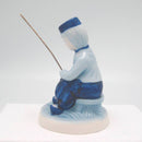 Blue and White Figurine: Dutch Boy Fishing - OktoberfestHaus.com
 - 3