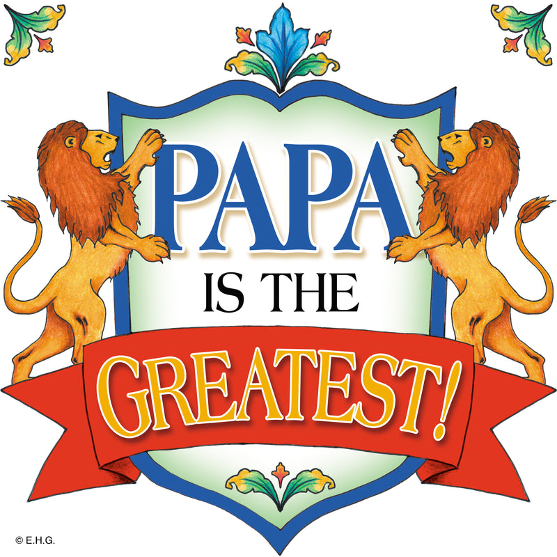 "Papa Is The Greatest" Gift for Papa Decorative Tile  - OktoberfestHaus.com