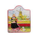 Dutch-Tulip Girl Cheeseboard w/ Cork Backing