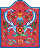 Red Rosemaling Ceramic Cheeseboard with Cork Backing - OktoberfestHaus.com
 - 1