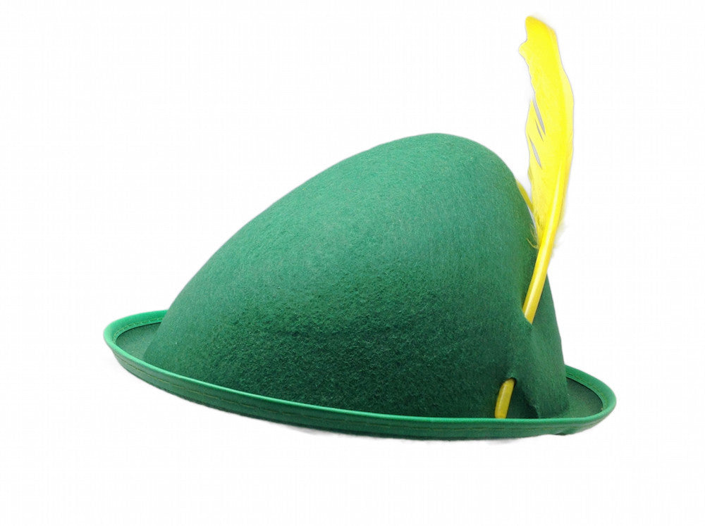 Oktoberfest Peter Pan Party Hat Green with Yellow Feather Large Oktoberfest Peter Pan Party Hat Green with Yellow Feather Large