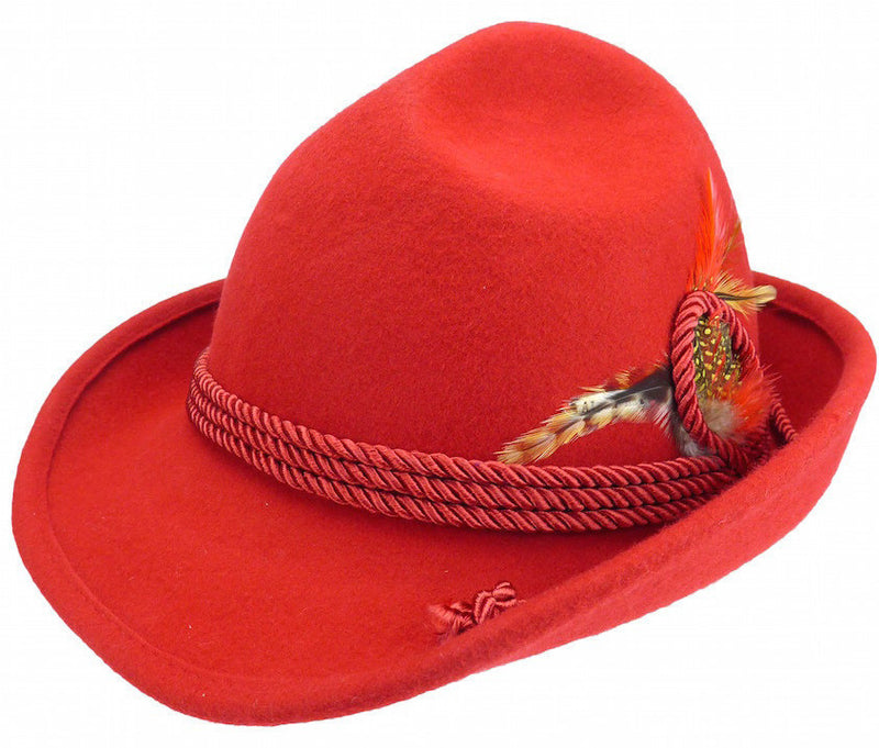 German Bavarian Style Red 100% Wool Hat - OktoberfestHaus.com
 - 1