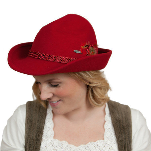 German Bavarian Style Red 100% Wool Hat - OktoberfestHaus.com
 - 3