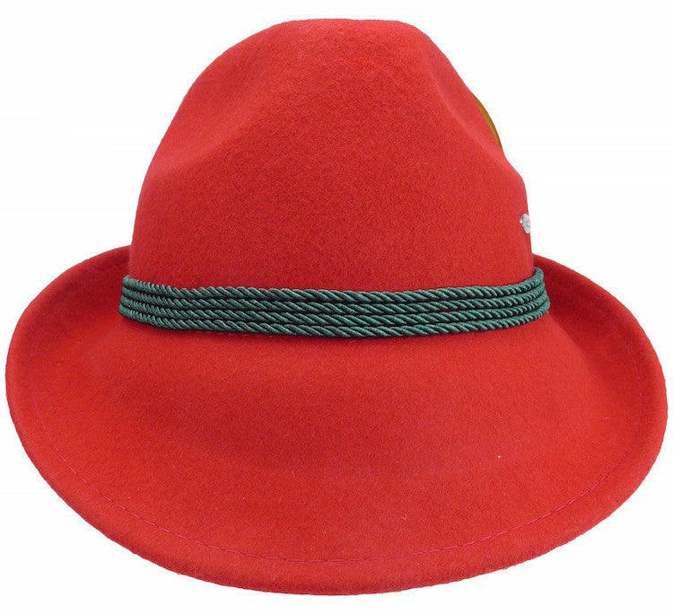 German Alpine Style Red 100% Wool Hat - OktoberfestHaus.com
 - 5