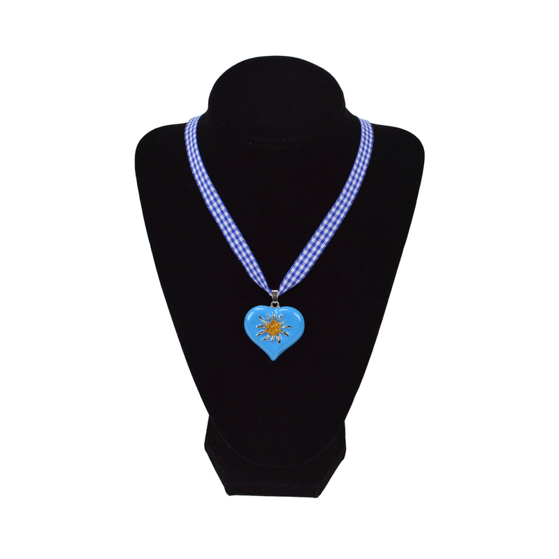 Edelweiss Blue Heart Necklace Oktoberfest Costume Jewelry - 1  - OktoberfestHaus.com