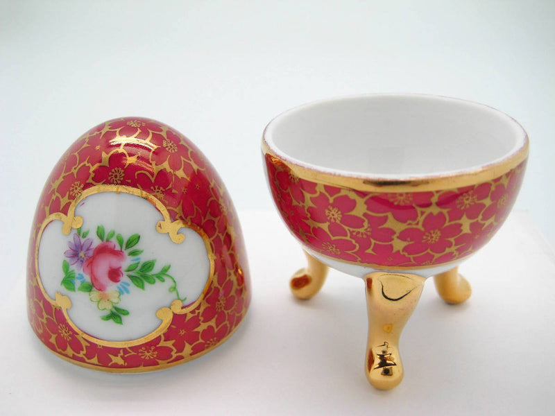 Vintage Victorian Antique Egg Jewelry Box Antique Red - OktoberfestHaus.com
 - 3