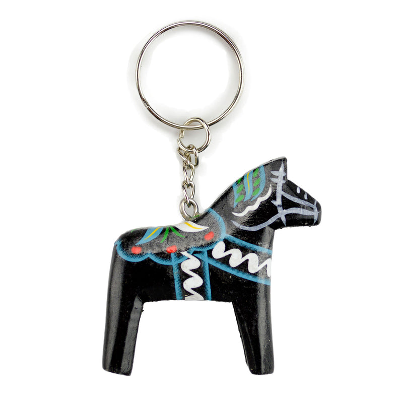 Black Dala Horse Keychain 2"