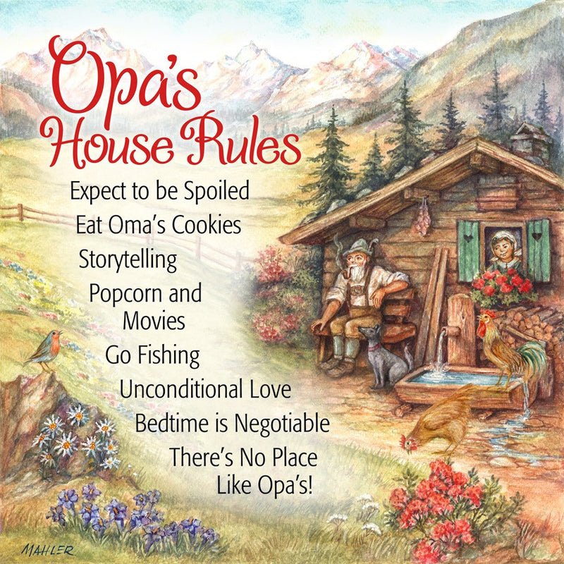 Gift for Opa Magnet Tile: Opa House Rules - 1 - OktoberfestHaus.com
