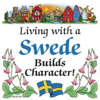 Swedish Souvenirs Magnet Tile (Living With Swede) - OktoberfestHaus.com
 - 1