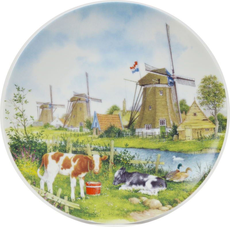 Collectible Plate Calves and Windmill Color - DutchGiftOutlet.com 1