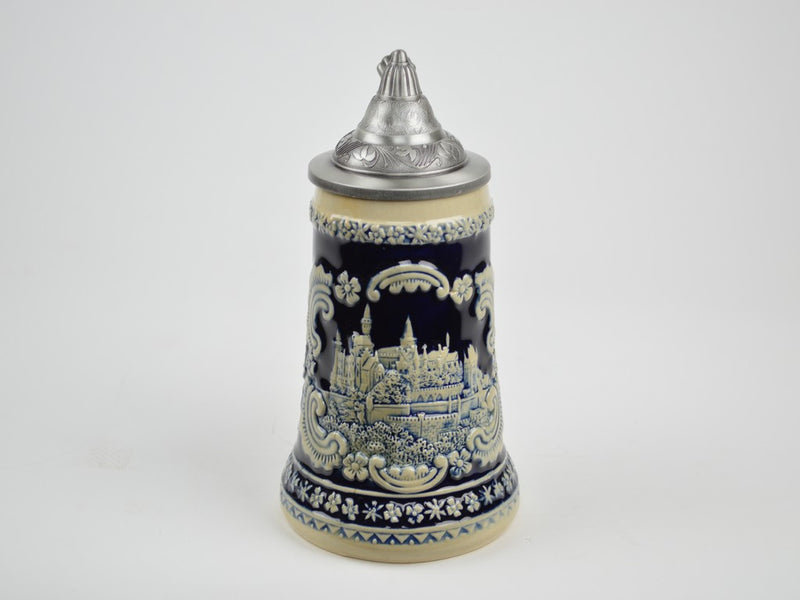 Bavarian German Castle Engraved Ceramic Beer Stein with Ornate Metal Lid - OktoberfestHaus.com
 - 2