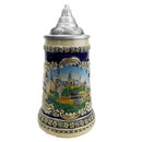 German Castle Engraved Ceramic Beer Stein w/Lid