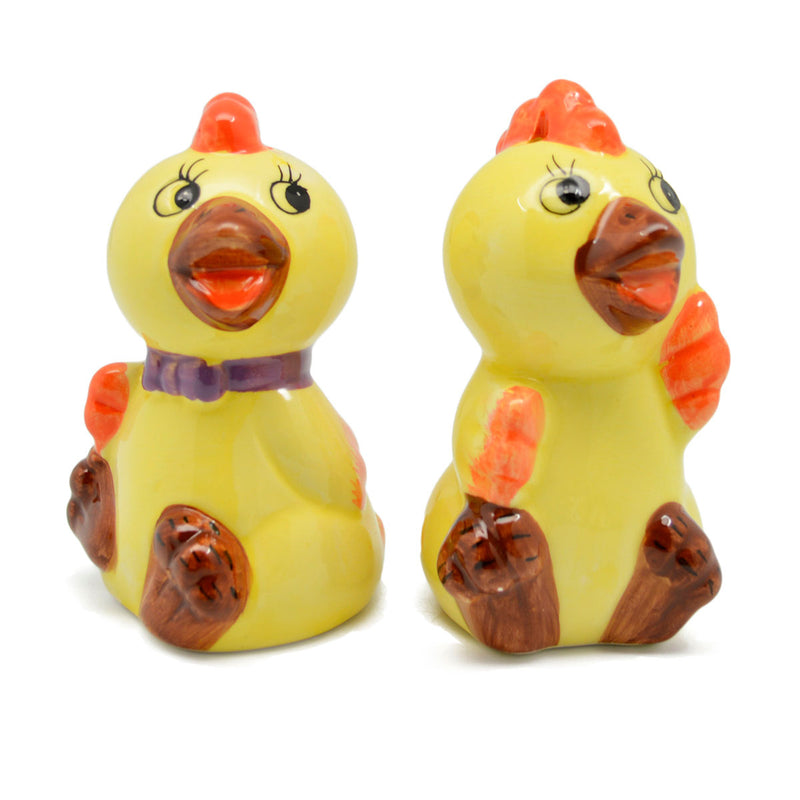 Ceramic Salt and Pepper Shakers Chickens Basket