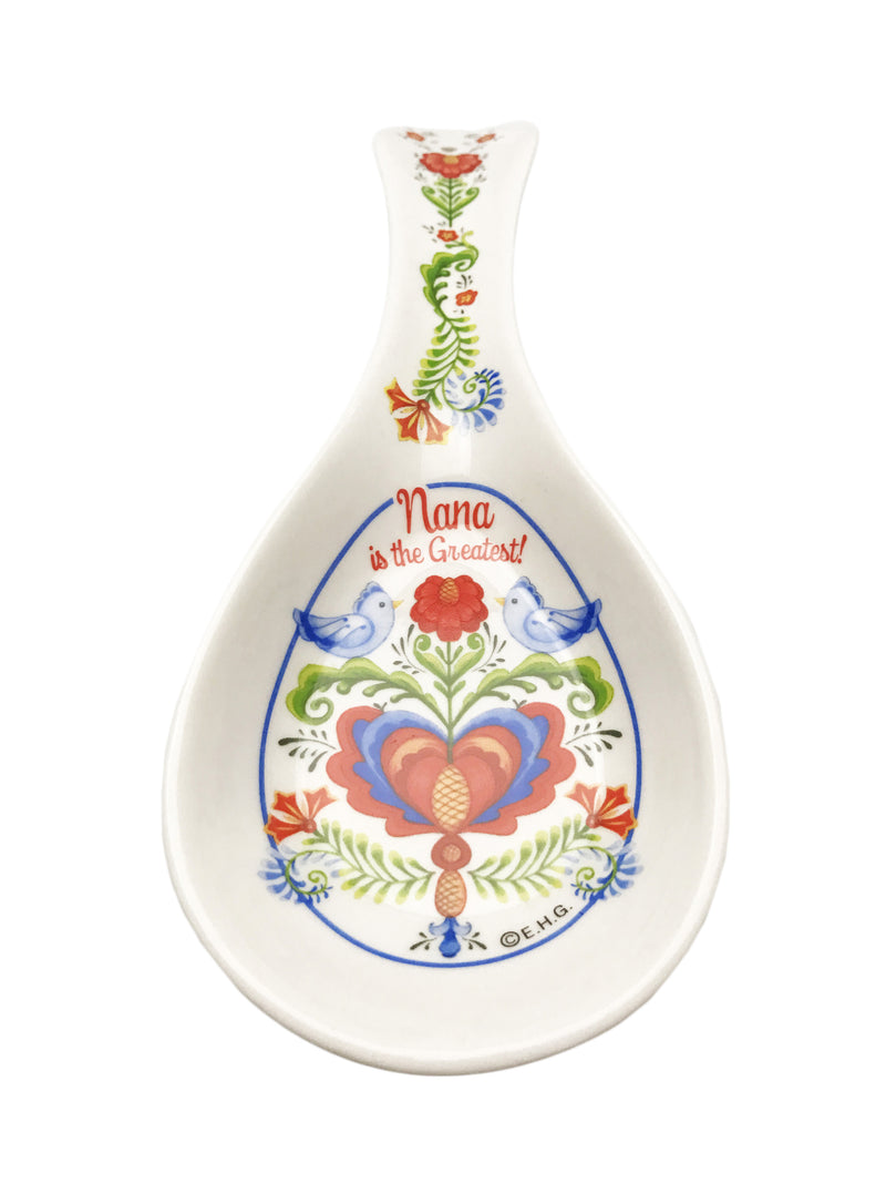 "Nana is the Greatest" Lovebirds Ceramic Spoon Rest  - OktoberfestHaus.com