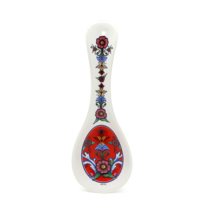 Spoon Rest Gift: Red Rosemaling