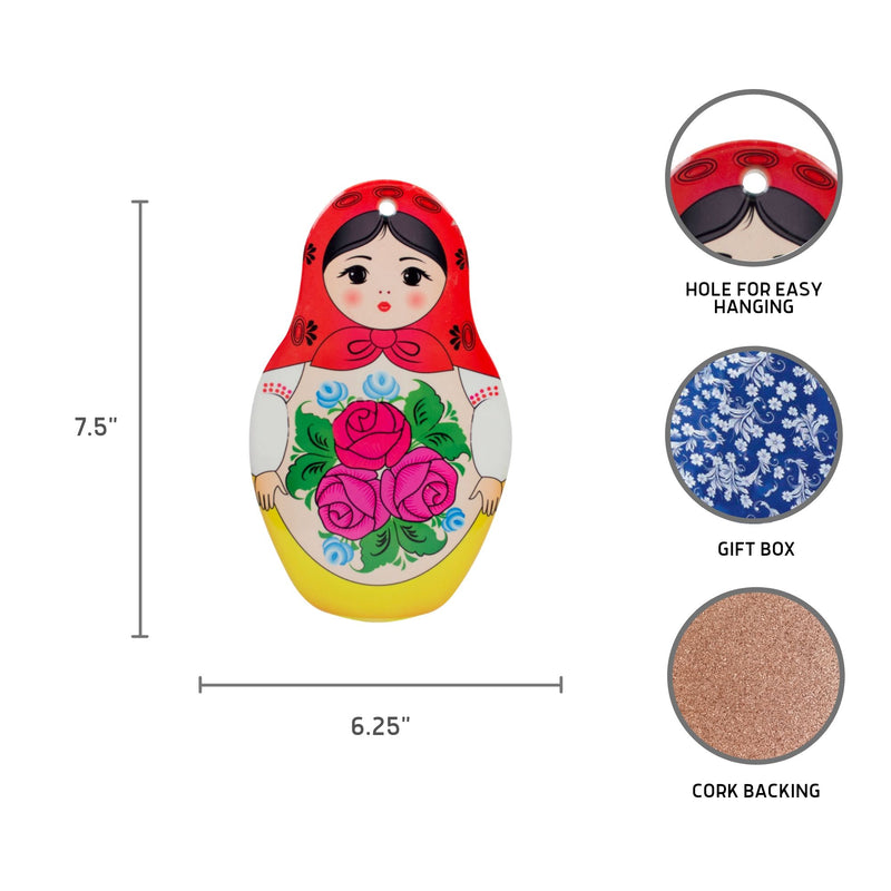 Nesting Doll with Red Scarf Decor Trivet