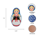 Nesting Doll with Blue Scarf Decor Trivet