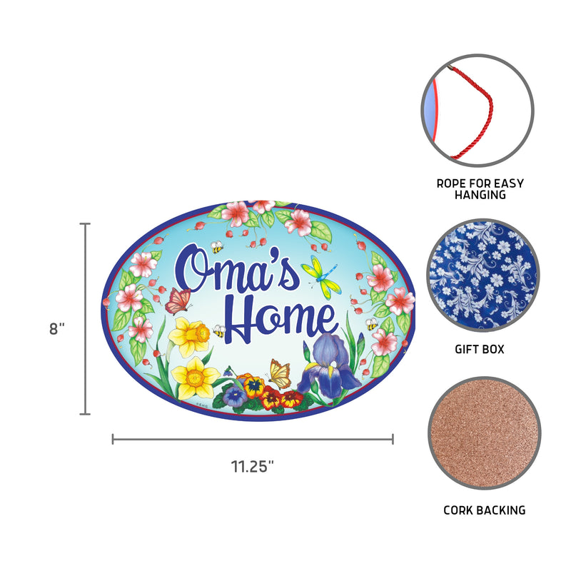 Ceramic Sign Home Decor "Oma's Home" Gift Idea