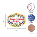 Ceramic Sign Home Decor "Bienvenidos Amigos" Yellow Geckos Latino Gift