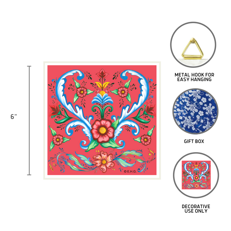 Decor Deluxe Wall Plaque: Red Rosemaling