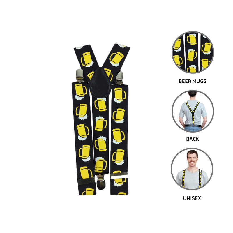 Suspenders for Men: Beer Mugs