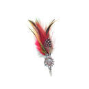 Edelweiss German Hat Pin with Colorful Feather