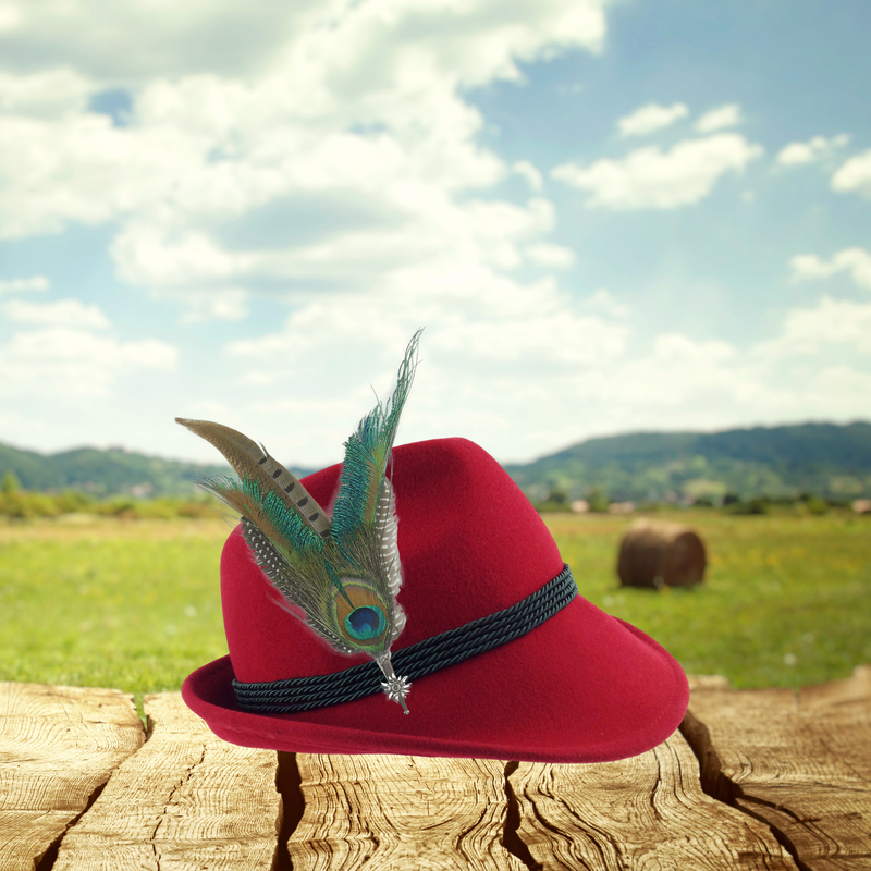 Pheasant & Peacock Hat Pin & Feathers with Edelweiss Medallion