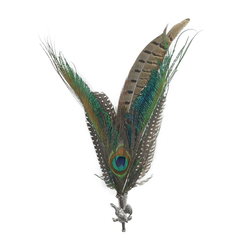 Pheasant & Peacock Hat Pin & Feathers with Pheasant Medallion