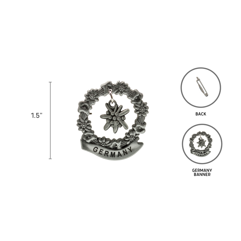 German Edelweiss Medallion Hat Pins