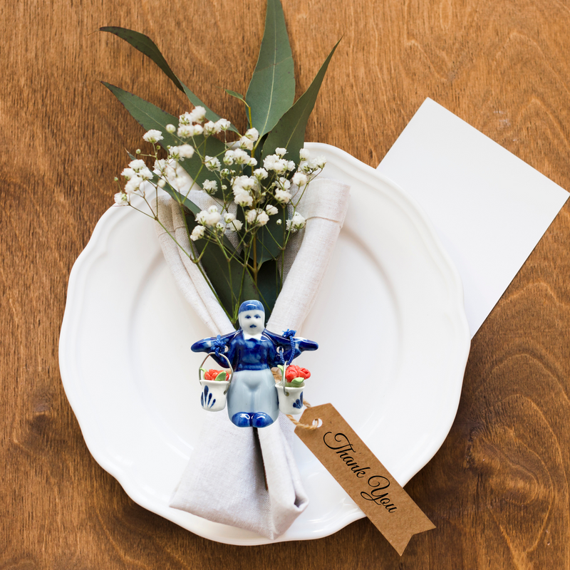 Delft Blue Magnet Delft Boy with Tulips