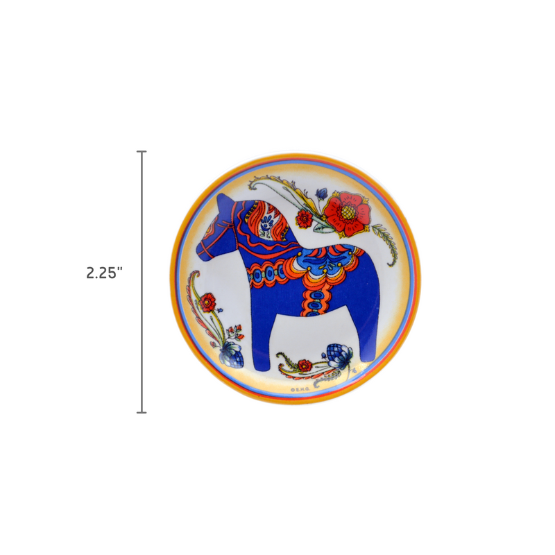 Ceramic Plate Fridge Blue Dala Magnet