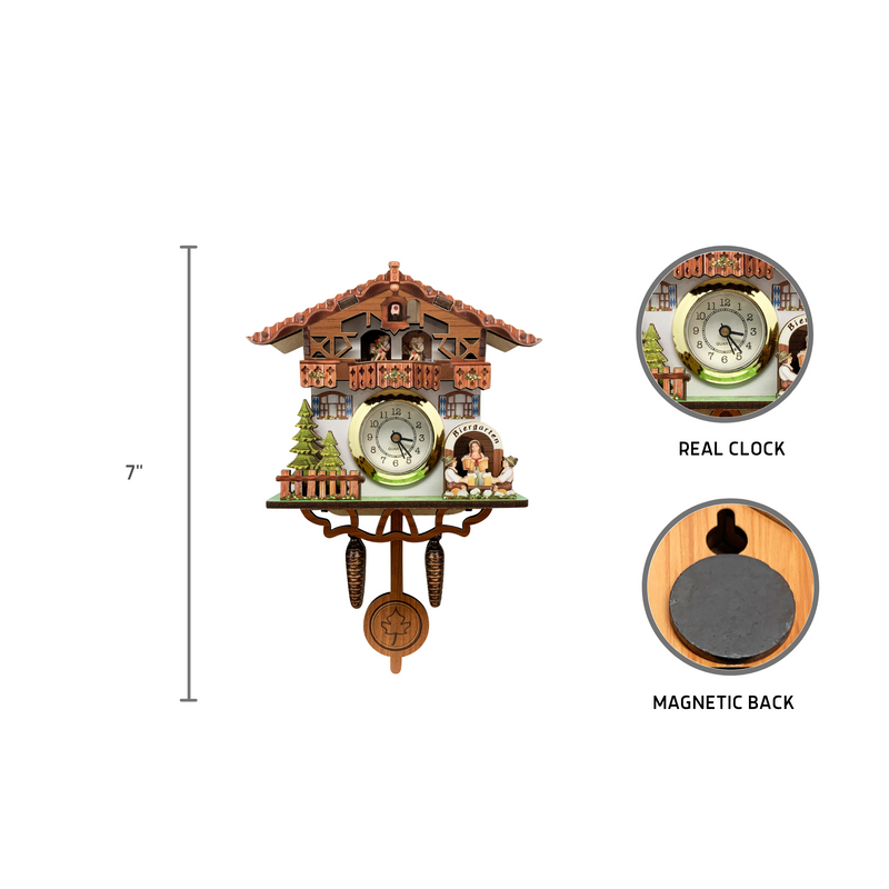 Germanic Kitchen Bier Garten Functioning Clock Refrigerator Magnet