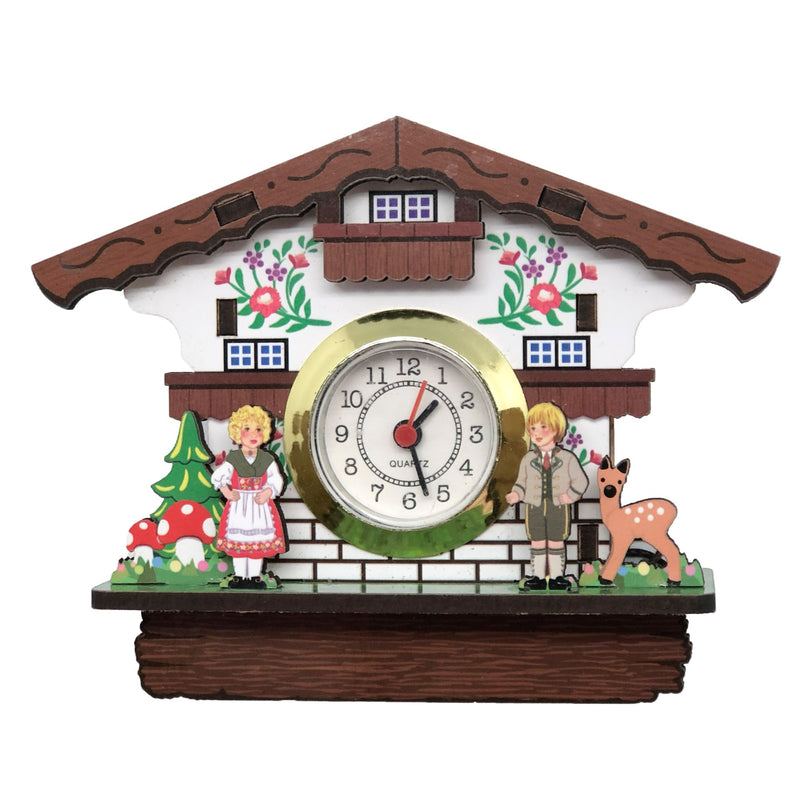3-D Kitchen Magnet of Alpine German House with Real Clock