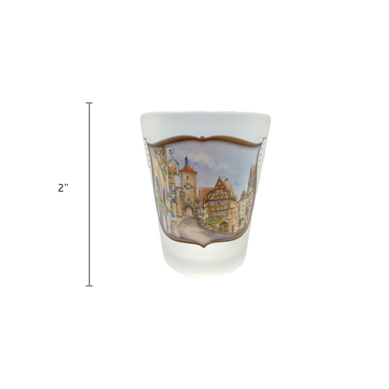 Souvenir Frosted Shot Glass: Village