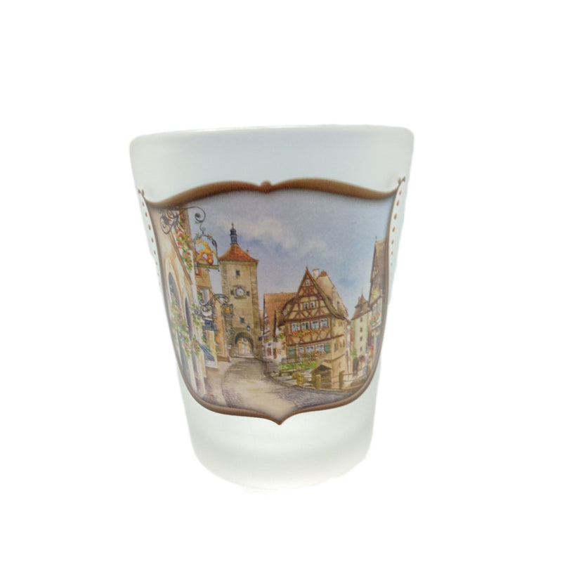 Souvenir Frosted Shot Glass: Village