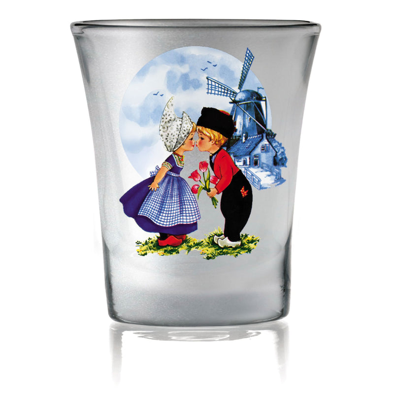 Wedding Party Favor Shot Glasses: Dutch Kiss Frosted