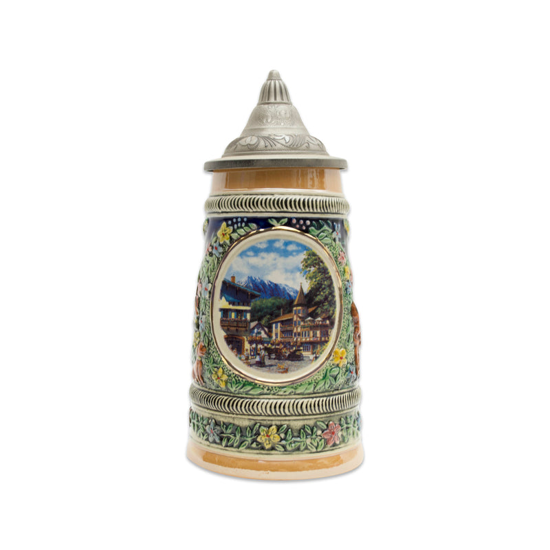 Germanic Summer Beer Stein .5L with Embossed Metal Lid