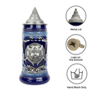 Ceramic Stein Viking Medallion Deluxe Relief .75L