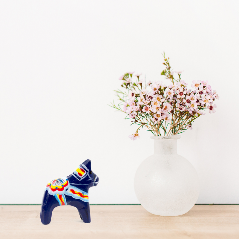 Blue Wooden Swedish Dala Horse