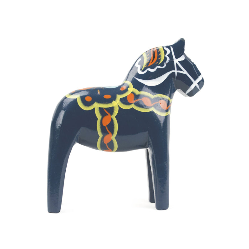 Blue Dala Wood Horse Blue 4"