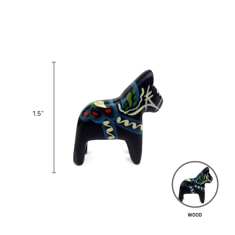 Black Wooden Swedish Dala Horse